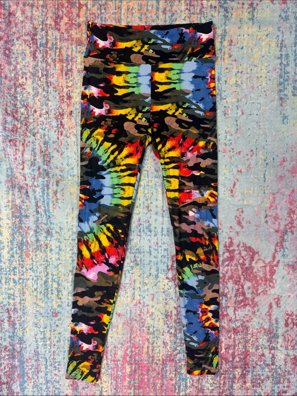 No Boundaries Black Multicolor Tie-Dye Camo Leggings
